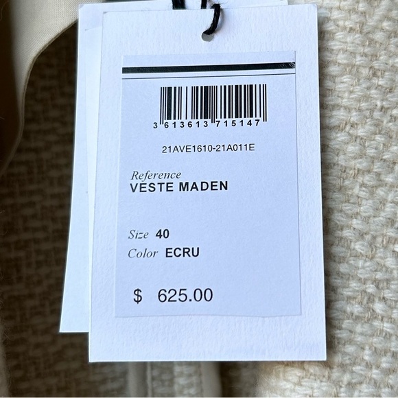 NWT Isabel Marant Etoile Ecru Ivory Maden Single Button Jacket Sz L - Picture 14 of 16